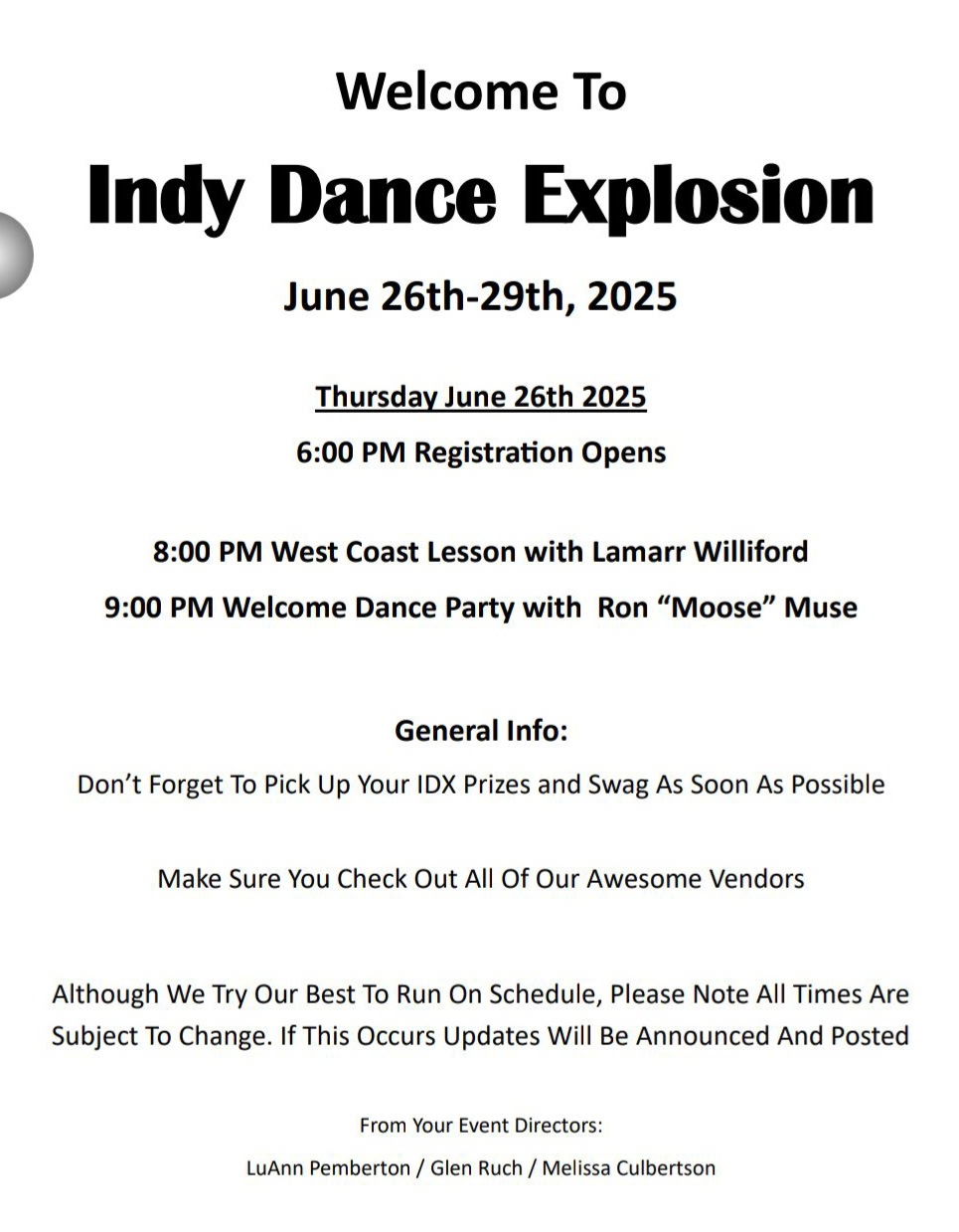 IDX 2025 Tentative Schedule (page 1)